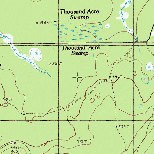 Topographic Map of Thousand Acre Swamp, ME