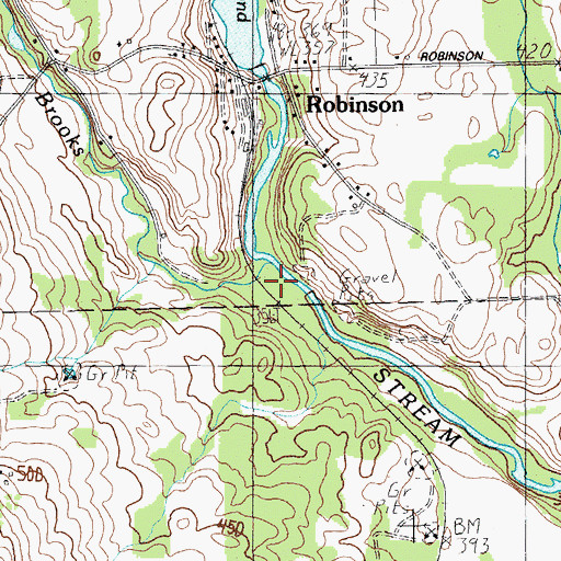 Topographic Map of Three Brooks, ME