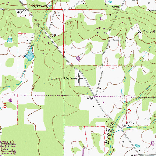 Topographic Map of Egner Cemetery, AR