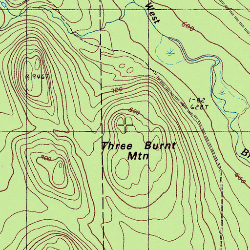 Topographic Map of Three Burnt Mountain, ME