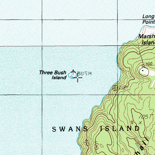 Topographic Map of Three Bush Island, ME