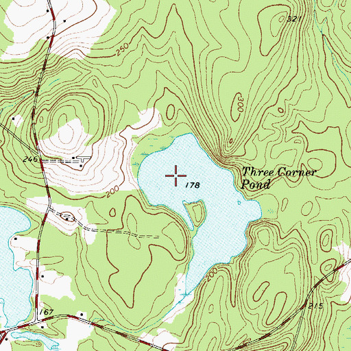 Topographic Map of Three Corner Pond, ME