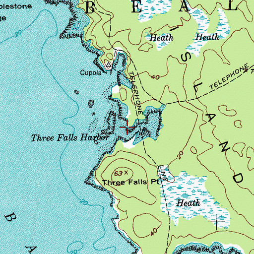 Topographic Map of Three Falls Harbor, ME
