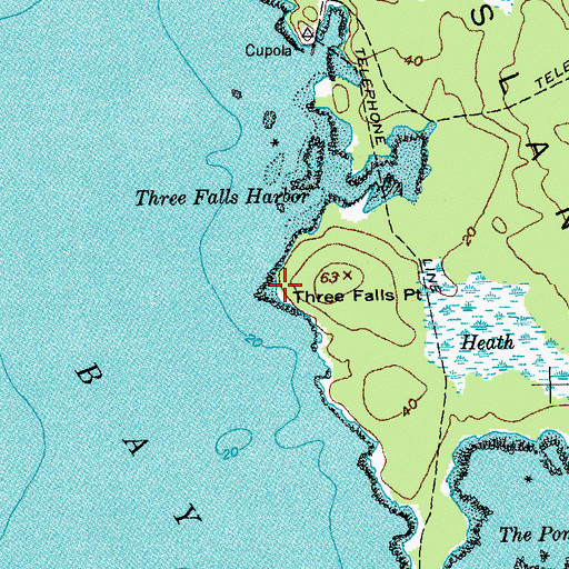 Topographic Map of Three Falls Point, ME