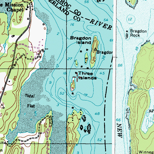 Topographic Map of Three Islands, ME