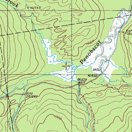 Topographic Map of Threemile Brook, ME