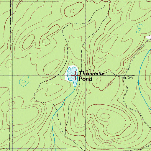 Topographic Map of Threemile Pond, ME