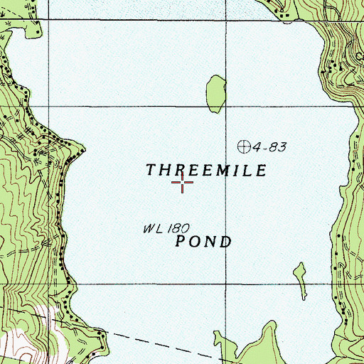 Topographic Map of Threemile Pond, ME