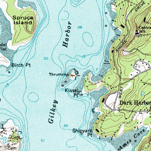 Topographic Map of Thrumcap, ME