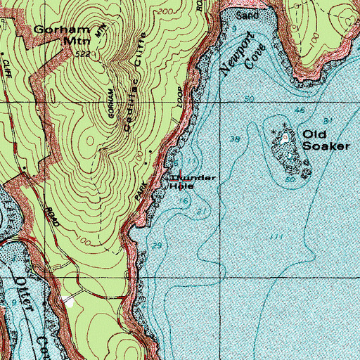 Topographic Map of Thunder Hole, ME