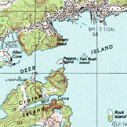 Topographic Map of Peggys Island, ME
