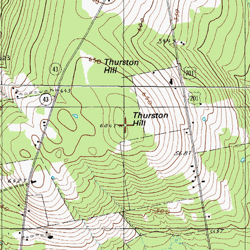 Topographic Map of Thurston Hill, ME
