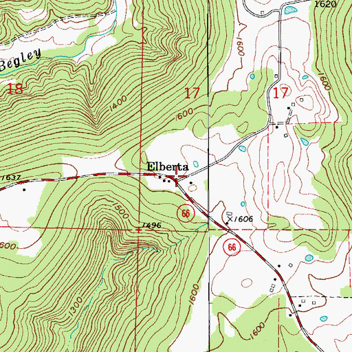 Topographic Map of Elberta, AR
