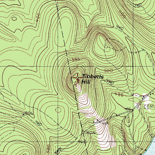 Topographic Map of Tibbetts Hill, ME