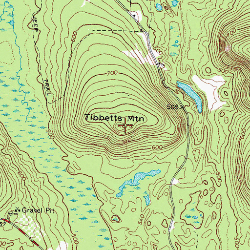 Topographic Map of Tibbetts Mountain, ME