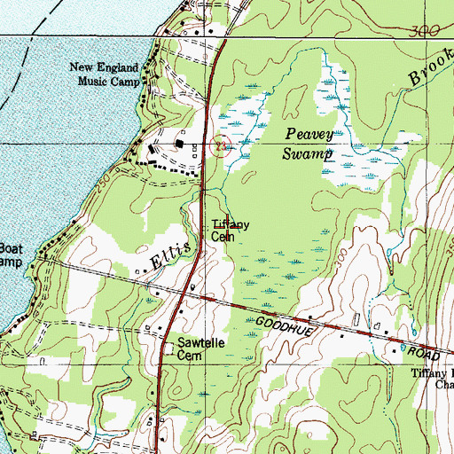 Topographic Map of Tiffany Cemetery, ME