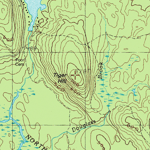 Topographic Map of Tiger Hill, ME