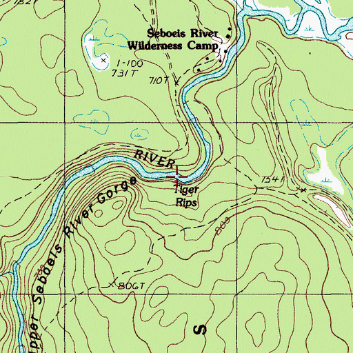 Topographic Map of Tiger Rips, ME