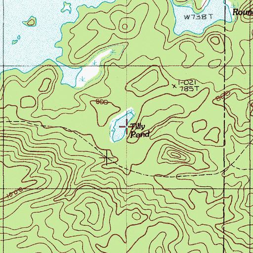 Topographic Map of Tilly Pond, ME
