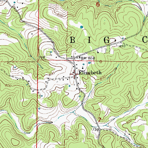 Topographic Map of Elizabeth, AR