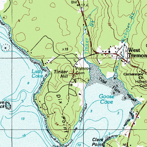 Topographic Map of Tinker Hill, ME