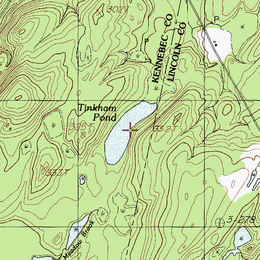 Topographic Map of Tinkham Pond, ME
