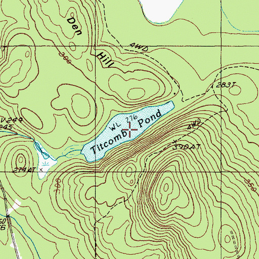 Topographic Map of Titcomb Pond, ME