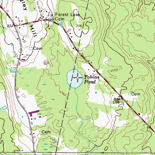 Topographic Map of Tobias Pond, ME