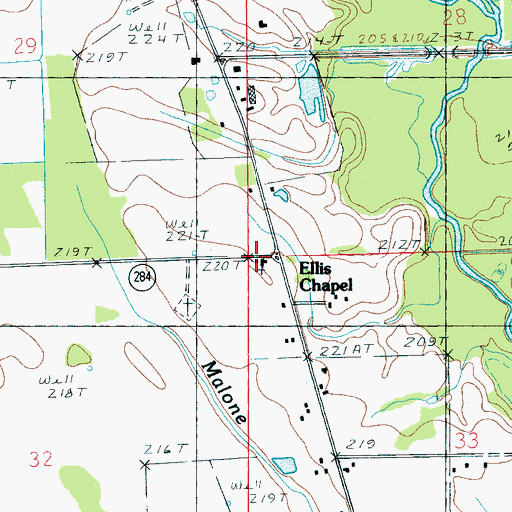 Topographic Map of Ellis Chapel, AR