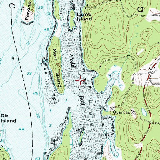 Topographic Map of Todd Bay, ME