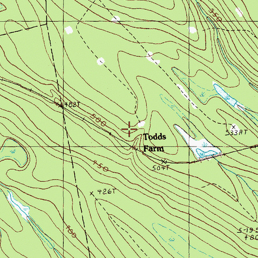 Topographic Map of Todds Farm, ME