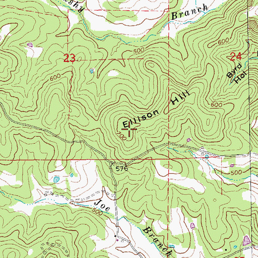 Topographic Map of Ellison Hill, AR