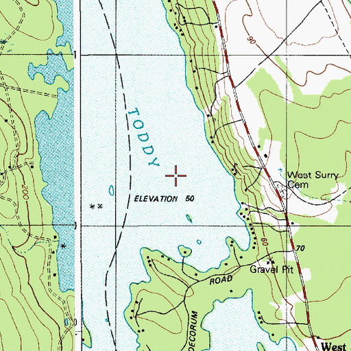 Topographic Map of Toddy Pond, ME
