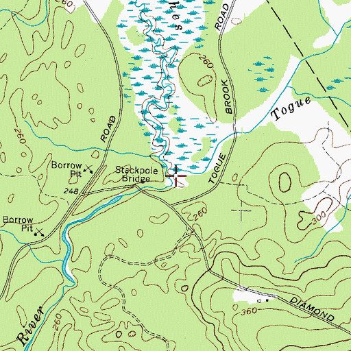 Topographic Map of Togue Brook, ME