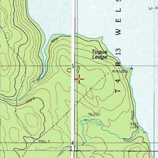 Topographic Map of Togue Ledge, ME