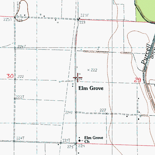 Topographic Map of Elm Grove, AR