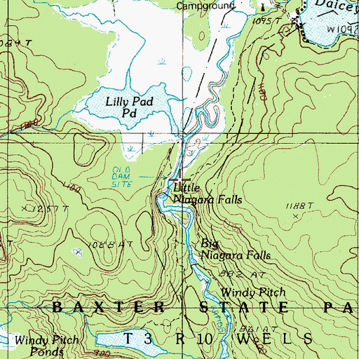 Topographic Map of Toll Dam, ME