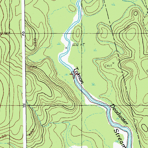 Topographic Map of Tolman Deadwater, ME