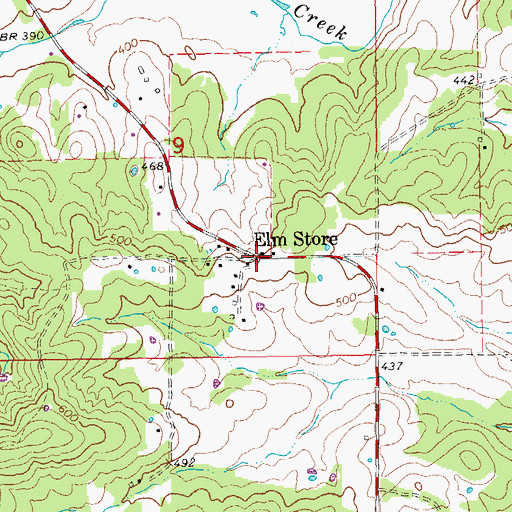 Topographic Map of Elm Store, AR