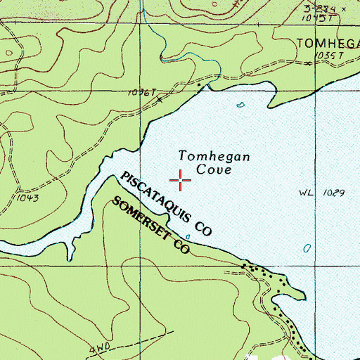 Topographic Map of Tomhegan Cove, ME