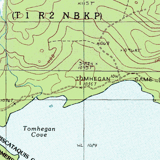 Topographic Map of Tomhegan Game Sanctuary, ME