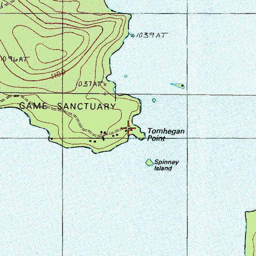 Topographic Map of Tomhegan Point, ME