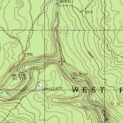 Topographic Map of Tomhegan Stream, ME