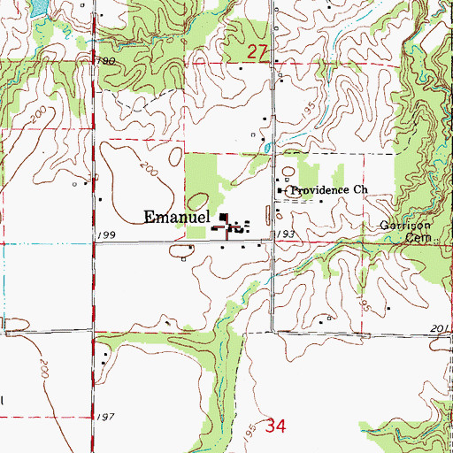 Topographic Map of Immanuel, AR