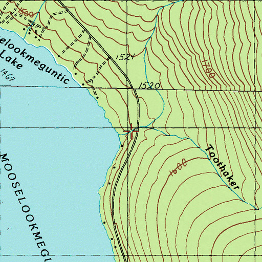 Topographic Map of Toothaker Brook, ME