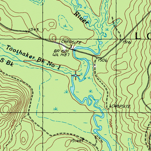 Topographic Map of Toothaker Brook Number One, ME