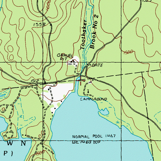 Topographic Map of Toothaker Brook Number Two, ME