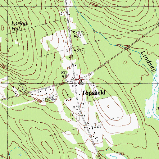 Topographic Map of Topsfield, ME