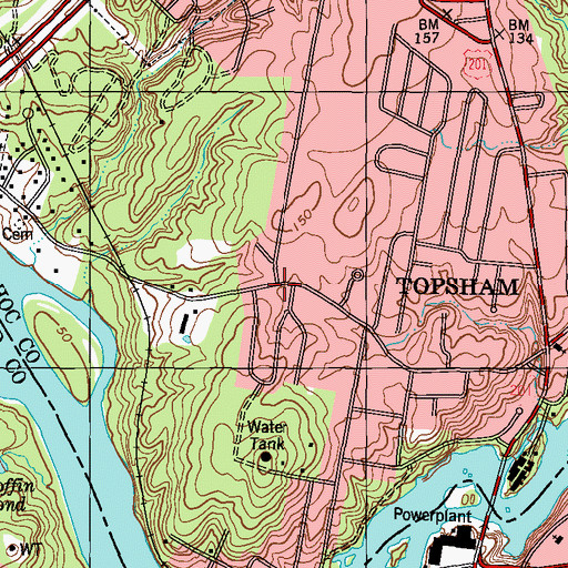 Topographic Map of Topsham, ME