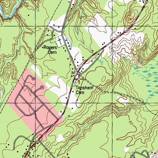 Topographic Map of Topsham Cemetery, ME